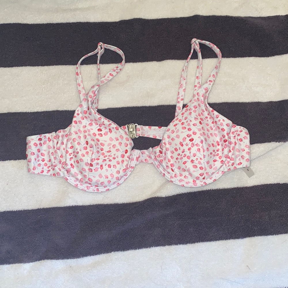 Pink and White Floral Underwire Bikini Top